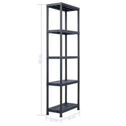 vidaXL 5x Storage Shelf Racks Black 60x30x180cm Plastic Display Organiser Unit - Additional view 8