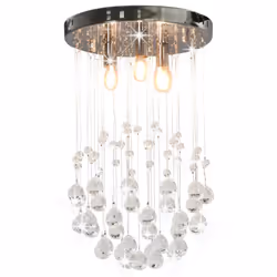 vidaXL Ceiling Lamp with Crystal Beads Silver Sphere 3xG9 Bulbs Hanging Light