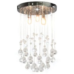 vidaXL Ceiling Lamp with Crystal Beads Silver Sphere 3xG9 Bulbs Hanging Light