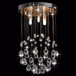 vidaXL Ceiling Lamp with Crystal Beads Silver Sphere 3xG9 Bulbs Hanging Light