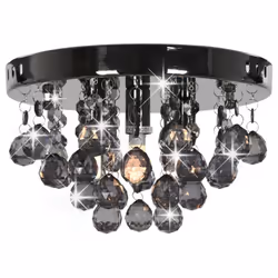 vidaXL Ceiling Lamp with Smoky Beads Black Round G9 Hanging Lighting Fixture