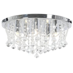 vidaXL Ceiling Lamp with Crystal Beads Silver Round 4x G9 Bulbs Hanging Light