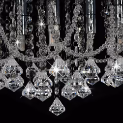 vidaXL Ceiling Lamp with Crystal Beads Silver Round 4x G9 Bulbs Hanging Light - Additional view 4