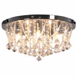 vidaXL Ceiling Lamp with Crystal Beads Silver Round 4x G9 Bulbs Hanging Light - Additional view 5