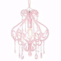 vidaXL Ceiling Lamp with Beads Pink Round E14 Hanging Lamp Living Room Light