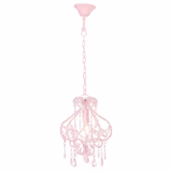 vidaXL Ceiling Lamp with Beads Pink Round E14 Hanging Lamp Living Room Light