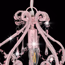 vidaXL Ceiling Lamp with Beads Pink Round E14 Hanging Lamp Living Room Light