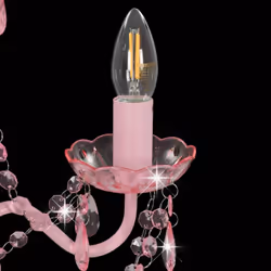 vidaXL Chandelier with Beads Pink Round 3xE14 Pendant Lamp Living Room Light - Additional view 4