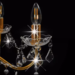 vidaXL Chandelier with Crystal Beads Golden Round 6xE14 Living Room Lamp Light - Additional view 4