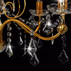 vidaXL Chandelier with Crystal Beads Golden Round 6xE14 Living Room Lamp Light - Additional view 5