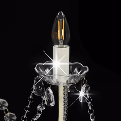 vidaXL Chandelier with Crystal Beads 8x E14 Bulbs White Ceiling Lamp Hallway - Additional view 4