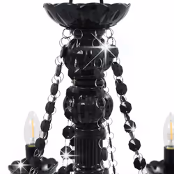 vidaXL Chandelier with Beads Black 8xE14 Bulbs Hanging Lamp Pendant Light - Additional view 4