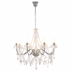 vidaXL Chandelier with Crystal Beads 8x E14 Bulbs Silver Ceiling Lamp Hallway - Additional view 6