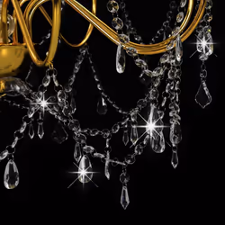 vidaXL Chandelier with Crystal Beads 8x E14 Bulbs Golden Ceiling Lamp Hallway - Additional view 5