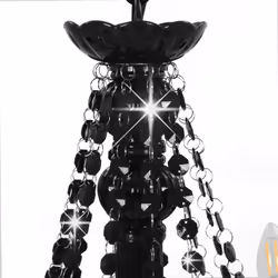 vidaXL Chandelier with Crystal Beads 12x E14 Bulbs Black Ceiling Lamp Hallway - Additional view 4