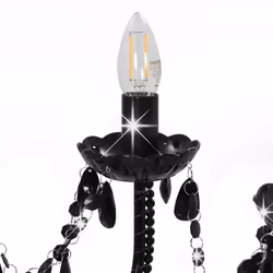 vidaXL Chandelier with Crystal Beads 12x E14 Bulbs Black Ceiling Lamp Hallway - Additional view 5
