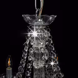 vidaXL Chandelier with Beads Silver 12x E14 Bulbs Hanging Ceiling Light Lamp
