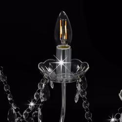 vidaXL Chandelier with Beads Silver 12x E14 Bulbs Hanging Ceiling Light Lamp - Additional view 4