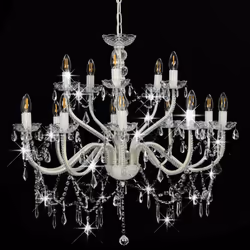 vidaXL Chandelier 2-layer White 15xE14 Bulbs Hanging Lamp Pendant Lighting