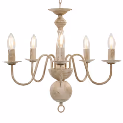 vidaXL Chandelier Antique White 5xE14 Bulbs Hanging Lamp Pendant Lighting