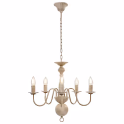 vidaXL Chandelier Antique White 5xE14 Bulbs Hanging Lamp Pendant Lighting