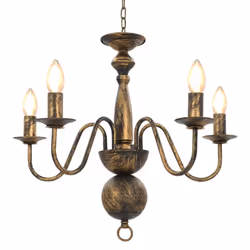 vidaXL Chandelier Antique Black 5xE14 Bulbs Hanging Lamp Pendant Lighting