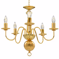 vidaXL Chandelier Golden 5xE14 Bulbs Ceiling Pendant Lamp Living Room Light - Additional view 4