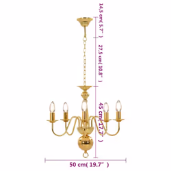 vidaXL Chandelier Golden 5xE14 Bulbs Ceiling Pendant Lamp Living Room Light - Additional view 6