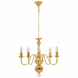 vidaXL Chandelier Golden 5xE14 Bulbs Ceiling Pendant Lamp Living Room Light - Additional view 7