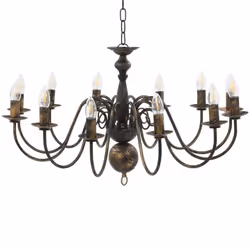 vidaXL Chandelier Antique Black 12xE14 Bulbs Hanging Lamp Pendant Lighting