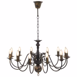 vidaXL Chandelier Antique Black 12xE14 Bulbs Hanging Lamp Pendant Lighting