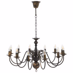 vidaXL Chandelier Antique Black 12xE14 Bulbs Hanging Lamp Pendant Lighting - Additional view 4