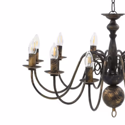 vidaXL Chandelier Antique Black 12xE14 Bulbs Hanging Lamp Pendant Lighting - Additional view 6