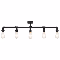 vidaXL Ceiling Lamp Black 5xE27 Bulbs Ceiling Lamp Living Room Hanging Light - Additional view 2