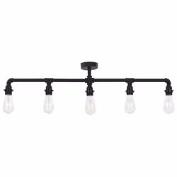 vidaXL Ceiling Lamp Black 5xE27 Bulbs Ceiling Lamp Living Room Hanging Light - Additional view 3