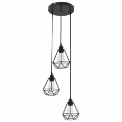 vidaXL Ceiling Lamp with Diamond Design Black 3xE27 Bulbs Hanging Lighting - Additional view 2