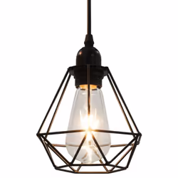vidaXL Ceiling Lamp with Diamond Design Black 3xE27 Bulbs Hanging Lighting - Additional view 3