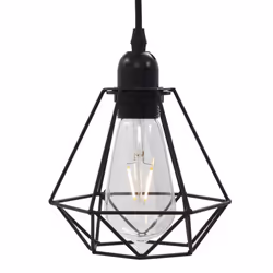 vidaXL Ceiling Lamp with Diamond Design Black 3xE27 Bulbs Hanging Lighting - Additional view 4