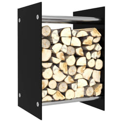 vidaXL Firewood Rack Black Glass Fireplace Wood Stove Organiser Log Holder
