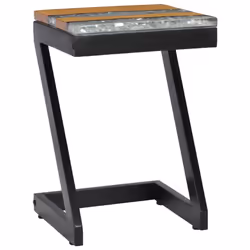 vidaXL Solid Teak Wood Coffee Table Z Leg Transparent Polyresin Side Table