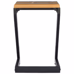 vidaXL Solid Teak Wood Coffee Table Z Leg Transparent Polyresin Side Table - Additional view 4