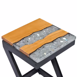 vidaXL Solid Teak Wood Coffee Table Z Leg Transparent Polyresin Side Table - Additional view 5