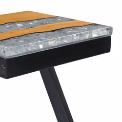 vidaXL Solid Teak Wood Coffee Table Z Leg Transparent Polyresin Side Table - Additional view 6