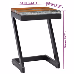 vidaXL Solid Teak Wood Coffee Table Z Leg Transparent Polyresin Side Table - Additional view 7
