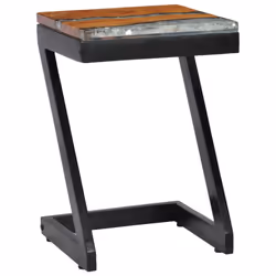 vidaXL Solid Teak Wood Coffee Table Z Leg Transparent Polyresin Side Table - Additional view 8