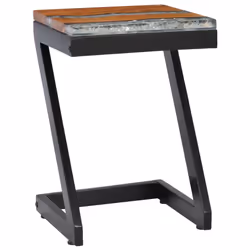 vidaXL Solid Teak Wood Coffee Table Z Leg Transparent Polyresin Side Table - Additional view 9