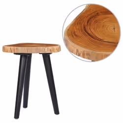vidaXL Solid Teak Wood Coffee Table Handmade Natural Colour Black Side Table