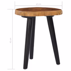 vidaXL Solid Teak Wood Coffee Table Handmade Natural Colour Black Side Table - Additional view 4