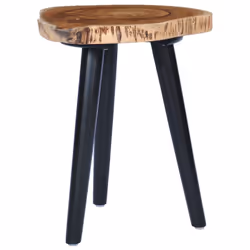 vidaXL Solid Teak Wood Coffee Table Handmade Natural Colour Black Side Table - Additional view 7