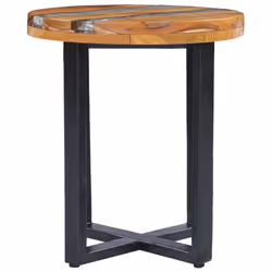 vidaXL Solid Teak Wood and Polyresin Coffee Table Home Couch Side End Table